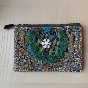 Anthropologie - Shimmer Scales Beaded and Embroidered Multicolor Clutch